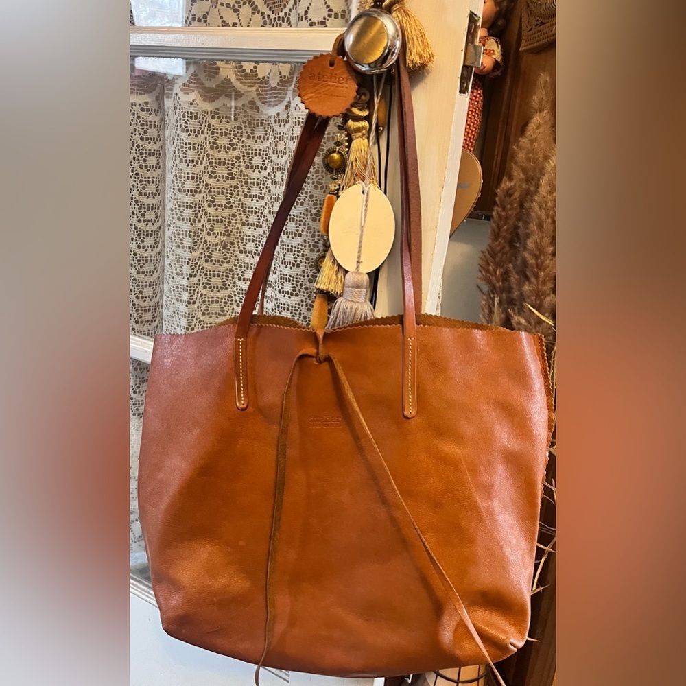 Jack Gomme Atelier GenuineLeather Calm ToteBag Purse -Khaki Made In France RAREā - Picture 10 of 16